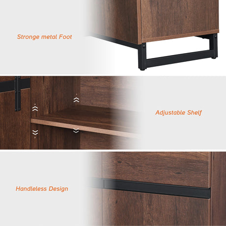 WAMPAT Modern TV Stand for TVs up to 100 inch, 3 in 1 Entertainment Center TV Console with Adjustable Shelves and Metal Base for Living Room,Bedroom,Brown WAMPAT