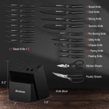 Knife Set, Astercook 21 Pieces Knife Sets for Kitchen with Block, Dishwasher Safe Kitchen Knife Set with Built-in Sharpener, German Stainless Steel Black Knife Block Set Astercook