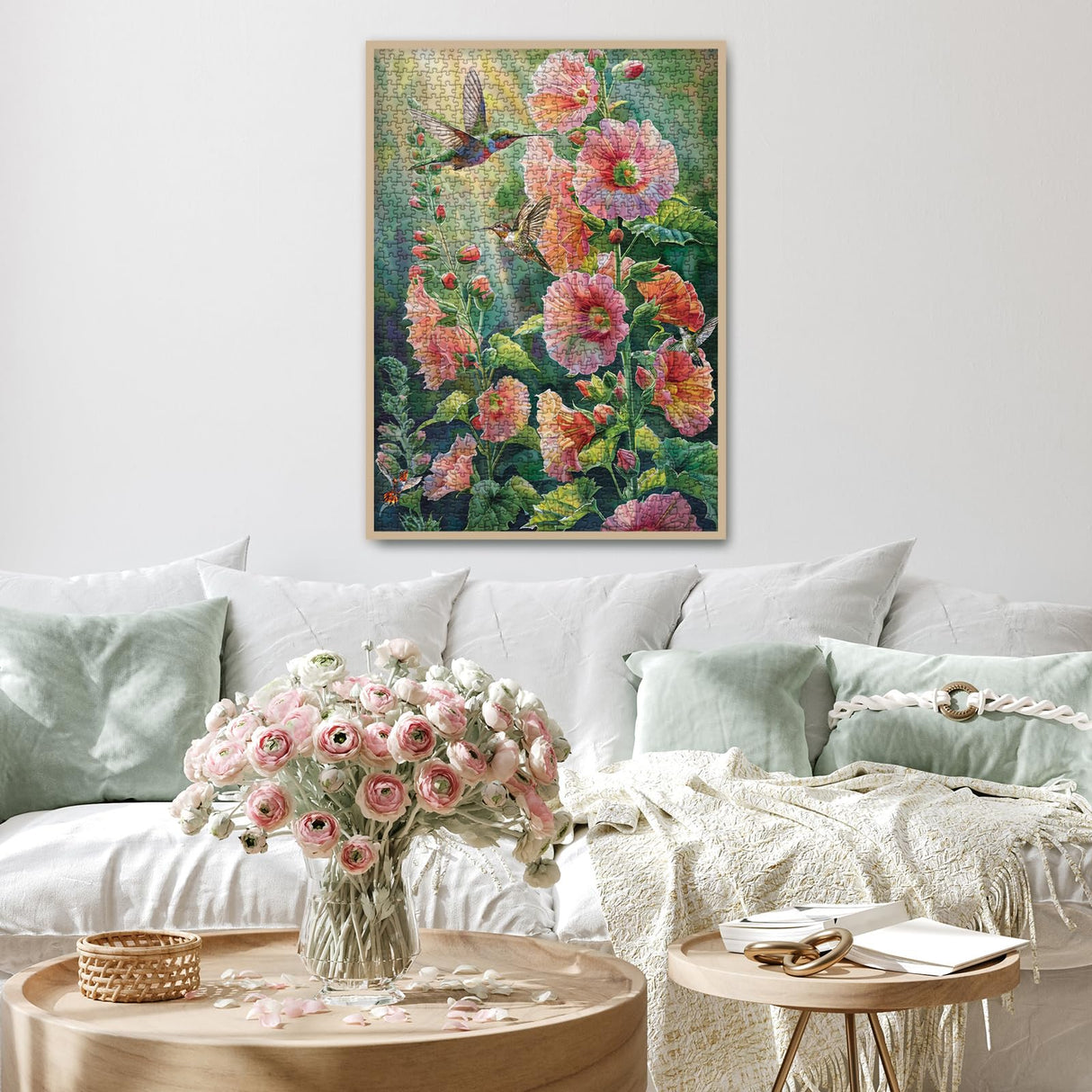 Flower Hummingbird Puzzle for Adults 1000 Pieces Nature, Pretty Bird Jigsaw Puzzle, Beautiful Floral Garden Puzzle BBOLDIN