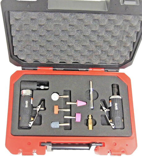 SLAIR 2 in 1 Air Angle and Air Straight Die Grinder Set Accessories Kits Carry Case XX881/886 SLAIR