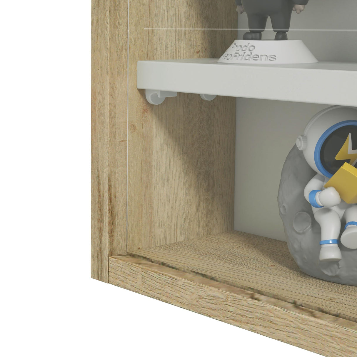 HOMCOM 5-Tier Display Cabinet, Glass Door Cabinet with Adjustable Shelves, Wall-Mounted Display Case for Playroom, Bedroom, Oak HOMCOM