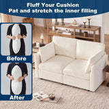 Tbfit 85" Convertible L Shaped Couch, Sectional Sofa for Living Room,Chenille Cloud Couch with Ottoman 4 Seat (Beige) Tbfit