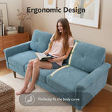 ovios Luxury 3 Seater Sofa with Faux Leather,Mid-Century Modern Couch with Comfortable Armrest,Comfy Couches with Deep Seat,Small Sofas for Living Room Bedroom (Light Blure) ovios