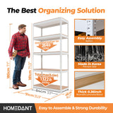 HOMEDANT 5 Tier White Storage Shelves Adjustable Laminated Boltless Garage Metal Shelving Unit Heavy Duty Utility Rack Shelf Warehouse Pantry Closet Kitchen 35.9" W x 16.2" D x 71.3" H White 1Pack HOMEDANT