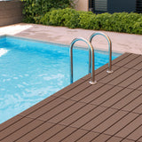 Candockway Plastic Interlocking Deck Tiles, 9 Pack Outdoor Flooring Waterproof Pavers for Patio Garden Porch Yard, All Weather Use, Coffee Candockway