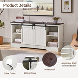 Yaheetech TV Stand for 65 Inch TV, Farmhouse Entertainment Center with Sliding Barn Doors, TV Media Console for Living Room, Bedroom, White & Espresso Yaheetech