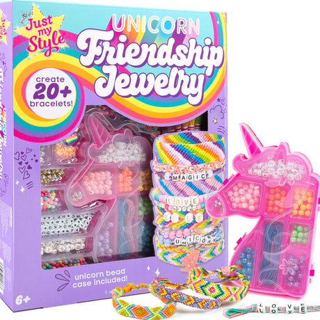 Just My Style Unicorn Friendship Bracelets by Horizon Group USA Create 20+ Bracelets, Kit Includes 1300+ Beads ABC Beads, Metallic Beads Unicorn Storage Case & More Just My Style