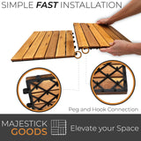 24 Sq Ft Interlocking Deck Tiles Snap Together Wood Flooring - 12 x 12 Acacia Hardwood Outdoor Flooring for Patio - Click Floor Decking Tile, Water Resistant Balcony Flooring, Wooden Parquet Flooring Majestick Goods