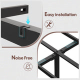 busyaeh King Size Bed Frame with Upholstered Storage Headboard, King Bed Frame with Smart LED Lights, Camas King Bed with Charging Station,Noise-Free, Metal Support, No Box Spring Needed, Gray busyaeh