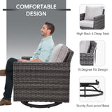 Belord Outdoor Sectional Furniture with Swivel Rocker Chair, 10 Pieces Wicker Patio Furniture Sets with Ottoman L Shaped Sofa Coffee Table Beige Cushion Belord