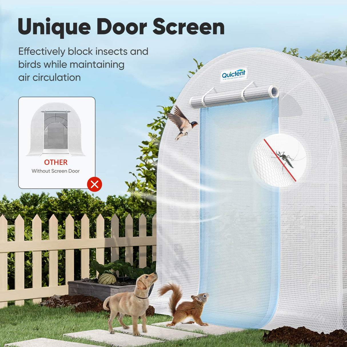 Quictent Portable Greenhouse for Outdoors, 12x7x7FT Large Walk-in Tunnel Green House for Outside, Heavy Duty Steel Frame Reinforced Cover with Screen Mesh Door Vent, Garden Plant Hot House, White Quictent