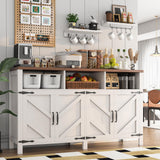 knoworld Buffet Sideboard with Storage Farmhouse with 4 Doors, 55'' Large Kitchen Storage Cabinet Wood Coffee Bar Cabinet Buffet Table with Shelves for Kitchen, Dining Room, Entryway knoworld