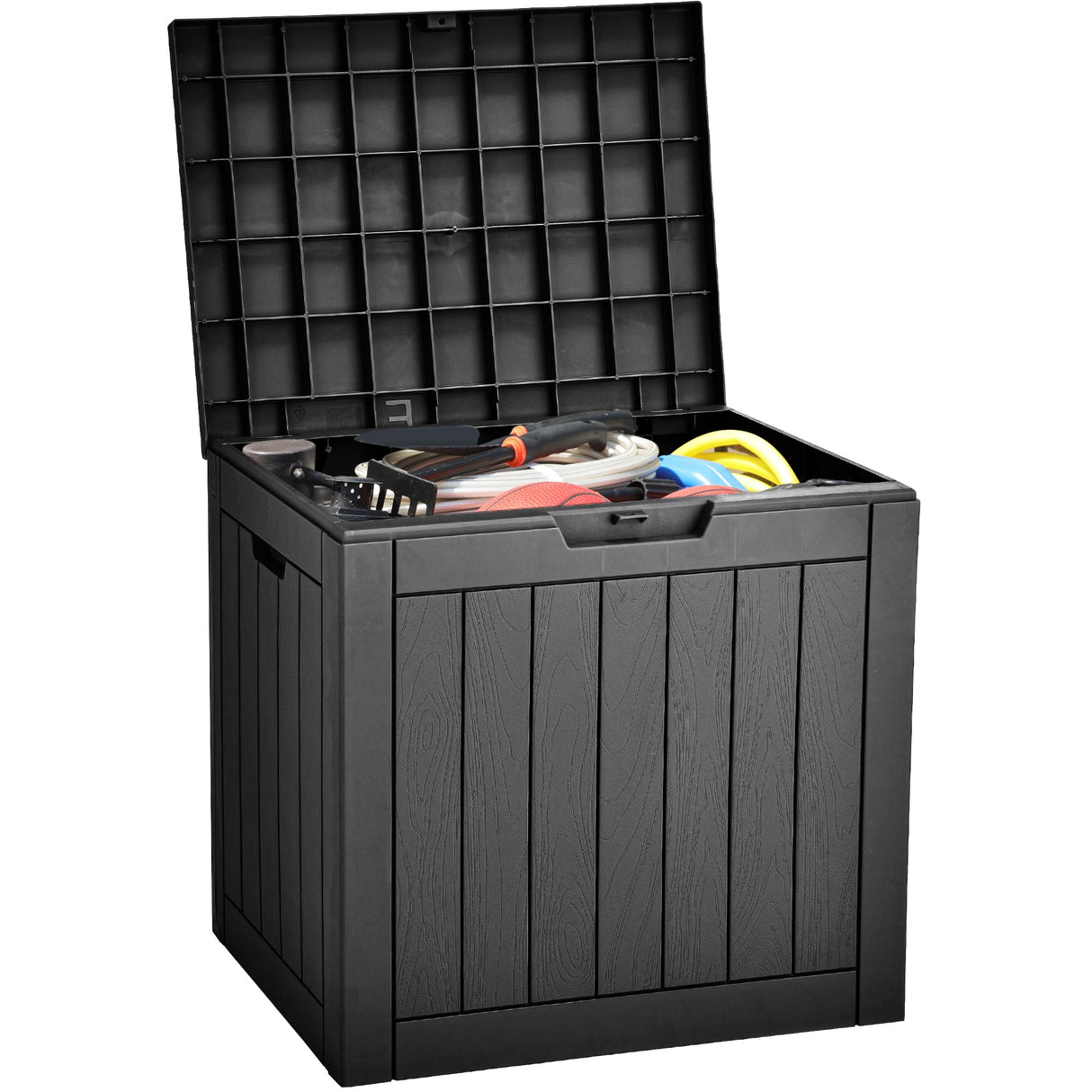 YITAHOME 31 Gallon Outdoor Storage Deck Box, Waterproof Resin Package Delivery and Storage Box with Lockable Lid for Patio Furniture Cushions, Pool Accessories, Garden Tools, Black YITAHOME