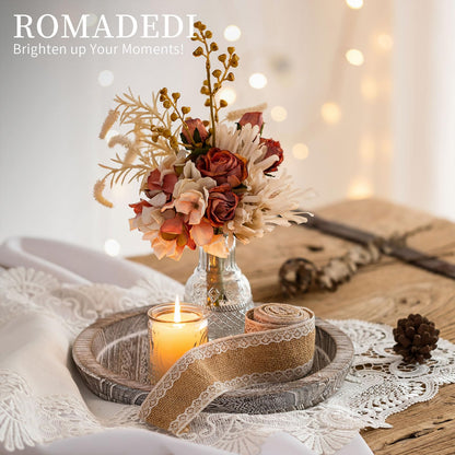 Wooden Decorative Tray Candle Holder: Romadedi Round Wood Tray Home Decor, Whitewash Rustic Trays for Farmhouse Dinning Table Kitchen Countertop Coffee Table Wedding Centerpiece, 11inch, Size L