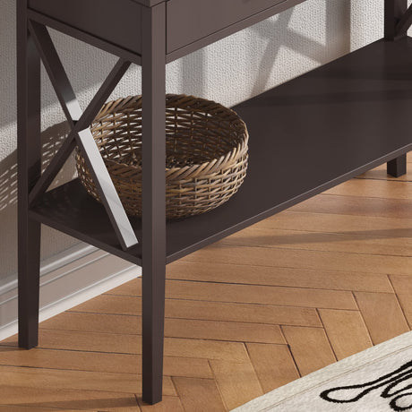 ChooChoo Console Table with Drawers, Narrow Wood Accent Sofa Table Entryway Table with Storage Shelf for Entryway, Front Hall, Hallway, Living Room, Espresso ChooChoo