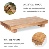 Bathroom Counter Organizer Wood Pedestal Stand Farmhouse Decorative Tray Soap Holder for Kitchen Decor, Large 10" x 4.5" - Brown zoocatia