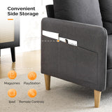 VINGLI 47" Small Couch, Dark Grey Linen Loveseat Sofa Mini Couch Mid Century Modern Decor Love Seat for Small Spaces Living Room, Bedroom, Play Room VINGLI