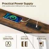 YATINEY 70.9" Console Table with Power Outlets, Sofa Tables Narrow Long, Industrial Behind Couch Table, for Hallway, Entryway, Living Room, Rustic Brown and Black CT185UBR YATINEY