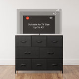 WLIVE 8 Drawer Dresser for Bedroom, Fabric Black Dresser with Large Storage Drawer Unit for Entryway, Chest of Drawers for Living Room WLIVE