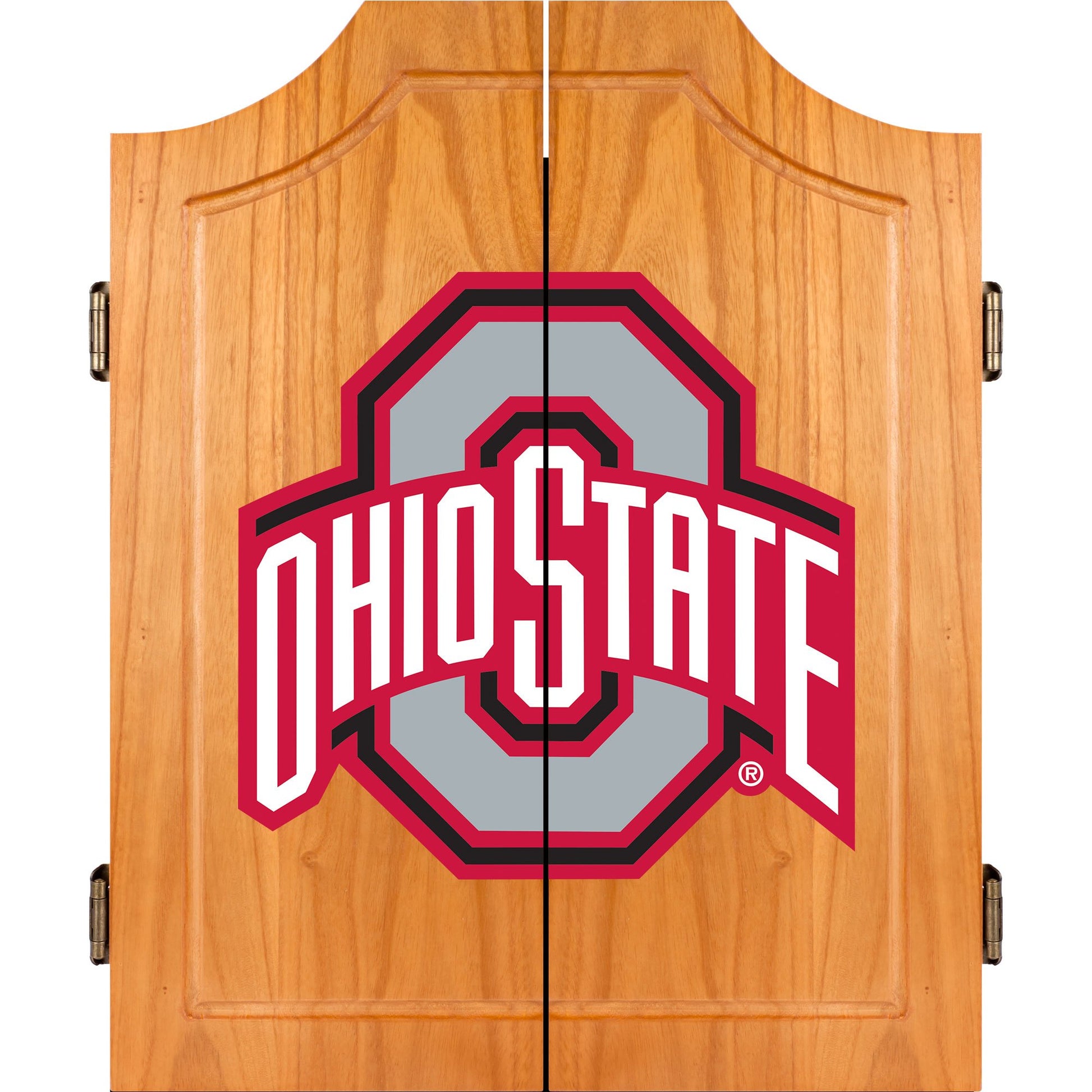 NCAA Ohio State University Wood Dart Cabinet Set - WoodArtSupply