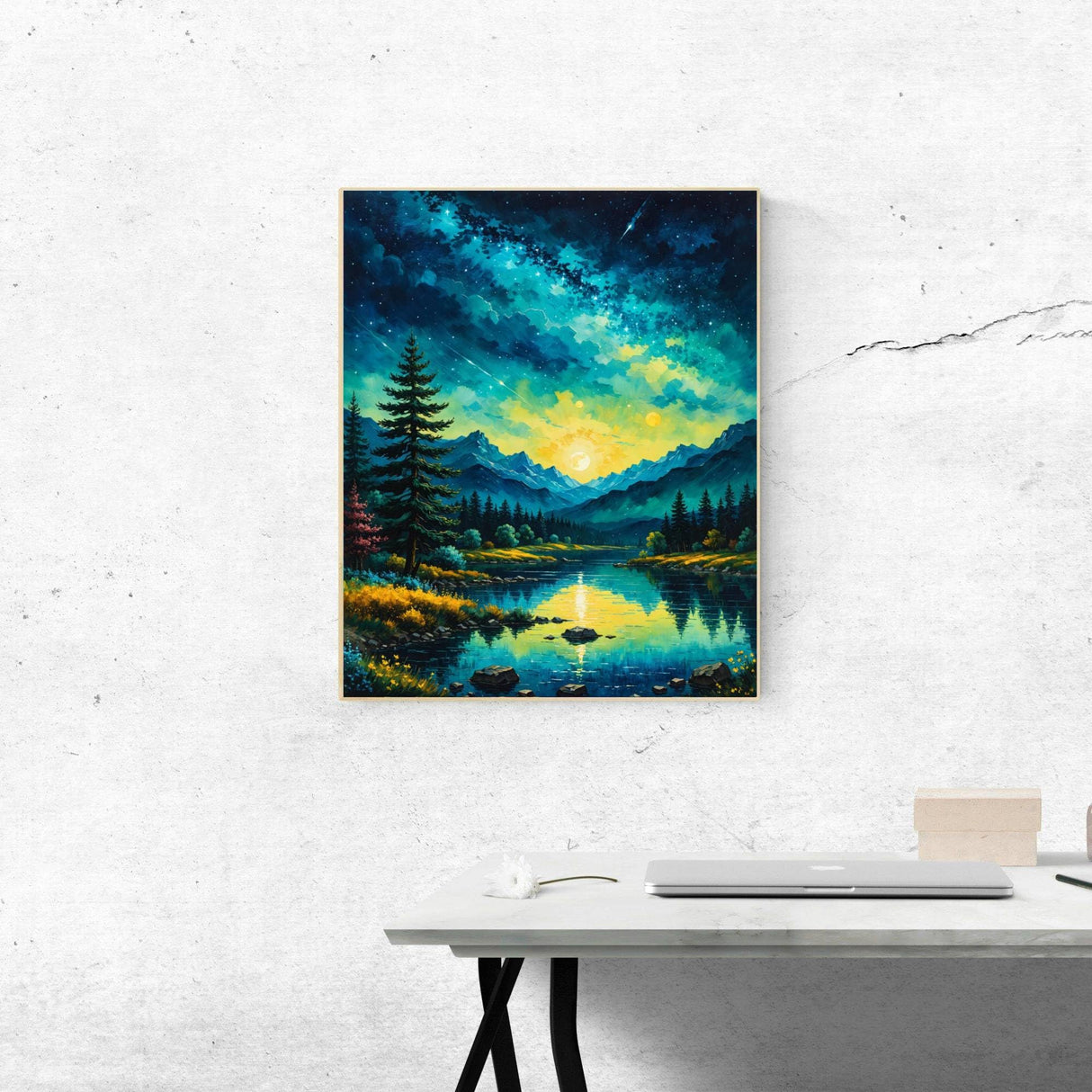 Forest Paint By Numbers Kit For Adults Mountain Tree Paint By Number Kits For Beginner Moon Acrylic On Canvas Diy Oil Painting Kit Adults' Paint-By-Number Kits For Gift Home Wall Decor 16x20 Inch ldazao