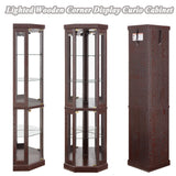 XZTUAJ Corner Curio Cabinet Display Case with Light, 69" H Glass Display Cabinet, Display Showcase Case Storage with Tempered Glass Door & Adjustable Glass Shelves for Living Room (Dark Cherry) XZTUAJ
