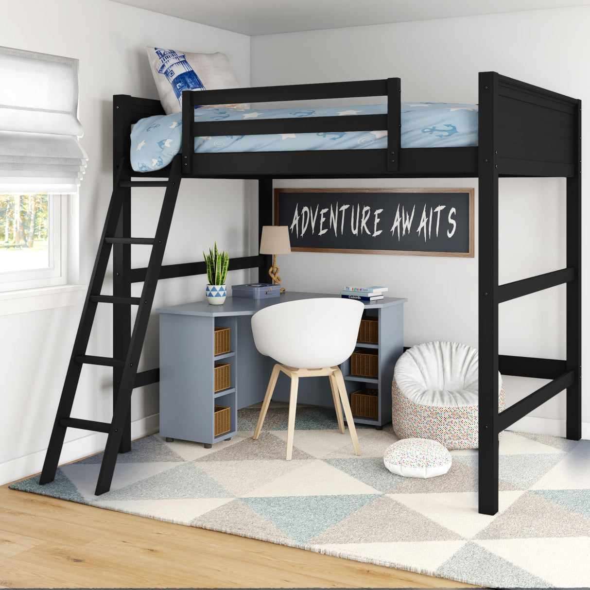 DHP Denver Full Size Loft, Black bed DHP