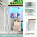 YITAHOME Fish Tank Stand with Power Outlets & LED Light, 20-29 Gallon Metal Aquarium Stand with Cabinet for Fish Tank Accessories Storage for Turtle Tank, Reptile Terrarium, 350LBS Capacity, White YITAHOME