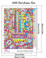 Book Stamped Cross Stitch Kits - Flower Counted Cross Stitch Kits for Beginners Adults Magical Book Needlepoint Cross-Stitch Patterns Dimensions Needlecrafts Embroidery Kits Arts and Crafts WUSARPLY