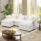 113.4" Modular Sectional Sofa,U Shaped Couch for Living Room,Modern Deep Seat Sofa 3 Seater Chenille Fabric Comfy Cloud Couches with Throw Pillows & Movable Ottoman Hanherry