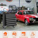 DYneeds 7-Drawer Rolling Tool Chest, Tool Box with Wheels and Drawers, High Capacity Detachable Mobile Tool Storage Cabinet for Workshop, Garage, Mechanics and Repair Room (Black) DYneeds