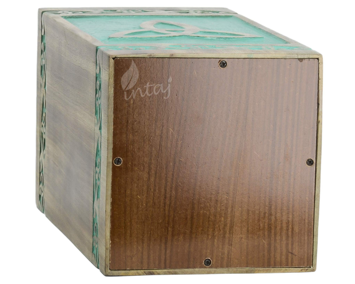 INTAJ Beautifully Handmade Pet Urns for Dogs Ashes - Wooden Box Urn for Ashes, Funeral Cremation Urns for Pets Ashes, Celtic Knot Pet Urns for Cats INTAJ