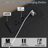 Gyfimoie 10 Drawers Dresser, LED Dressers & Chests of Drawers with Power Outlet, 58" Wide Long Dresser for Bedroom, Modern TV Stand with 1 Open Storage Cubbies (Black) Gyfimoie