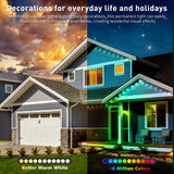 INZIDOL 100FT Permanent Outdoor Lights, IP67 Waterproof,for House Roof, Christmas, Holiday, Party, Daily Lighting, Smart RGB Outdoor Lights with Remote APP Control & DIY Scenes INZIDOL