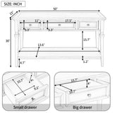 50" Small Entryway Console Table with 3 Storage Drawers and Bottom Shelf, Retro Sofa Table Hallway Table with Pine Wood Frame and Legs (Gray Wash) Merax