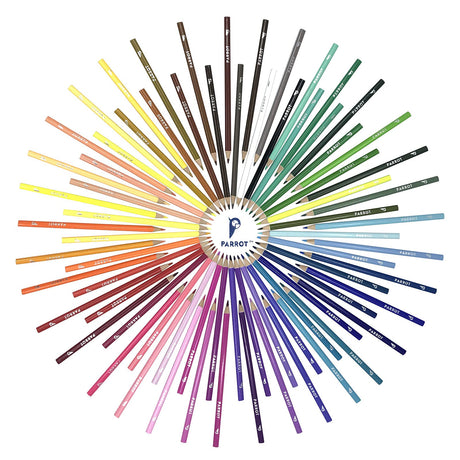 PARROT Premier 72ct Wooden Colored Pencils, Soft Core, Triangular-Shaped, Pre-Sharpened, for Artists, Adult & Kids Coloring Book, Perfect for Drawing, Coloring, Blending, and Shading PARROT