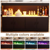 PAKASEPT 43'' Modern Kitchen Island with Storage,Island Table with LED Lights & Cabinet for Kitchen,Imitation Marble Large Dining Table for 4,Dining Room,Living Room,Home Bar,Black PAKASEPT