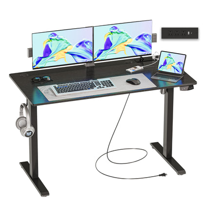 JOISCOPE 48'' Height Adjustable Electric Standing Desk with Power Outlets (3AC, USB, Type-C), Memory Height & Adjustment Foot Pat, Gaming Study Drafting Sit Stand Desk for Home Office Bedroom - WoodArtSupply