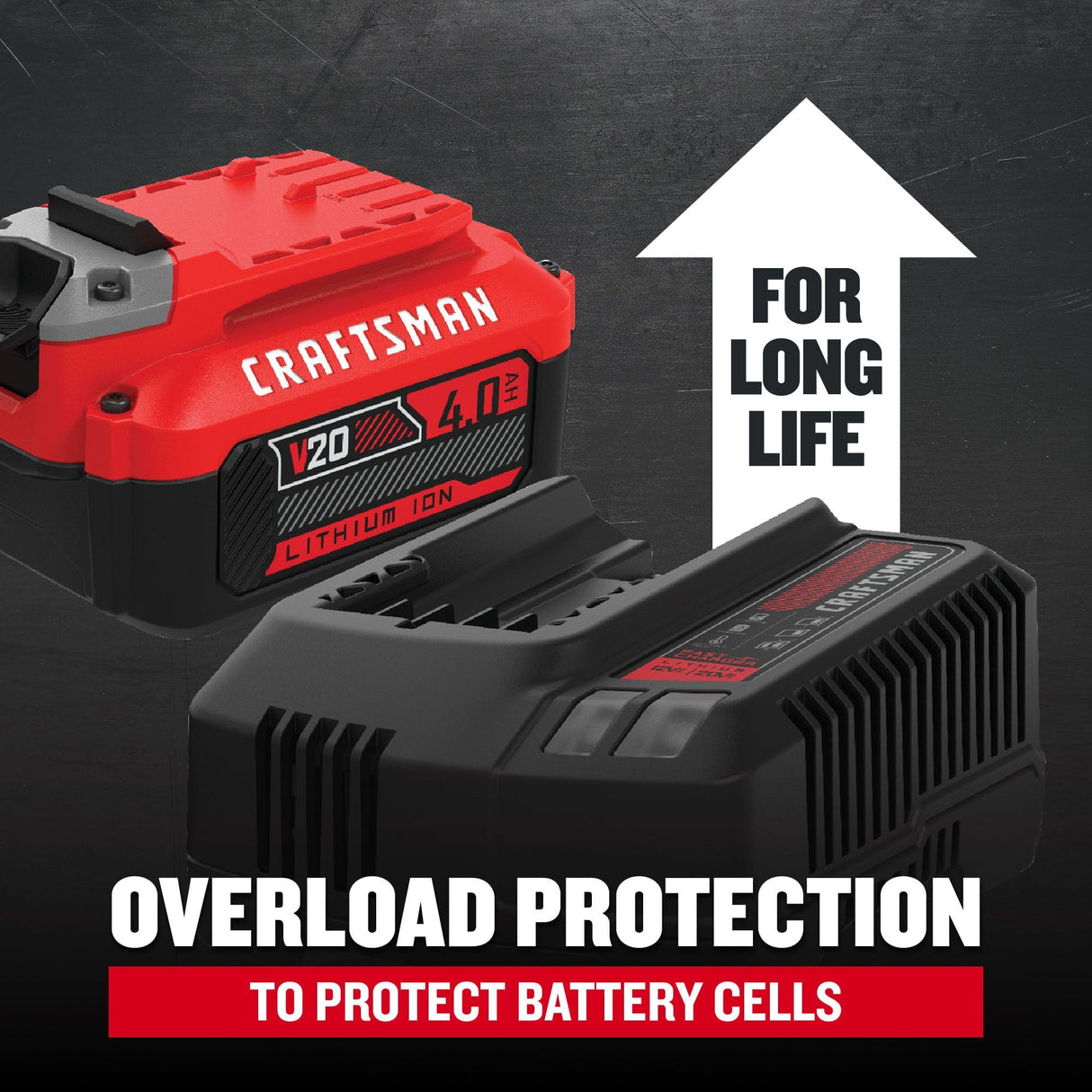 CRAFTSMAN 20V Power Tool Battery 2-Pack, Lithium-ion with Charger (CMCB204-2CK) CRAFTSMAN