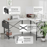 L Shaped Desk Gaming Computer 50 Inch Reversible Corner Table PC Work Table for Writing Study Student with Wood Tabletop Metal Frame CPU Stand Side Bag for Home Office Small Place Simple Deluxe