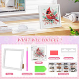 SENQAO Cardinal Diamond Art Kits for Kids with Frame, Christmas Diamond Painting for Kids Ages 4-8-12, Easy Kids Gem Art Kit with Beautiful Package for Home Wall Decor(7.1x7.1inch) SENQAO