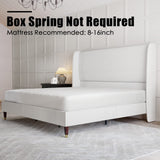 PaPaJet Upholstered Queen Platform Bed Frame with 51.2" High Headboard - Stylish, Sturdy & No Box Spring Needed PaPaJet