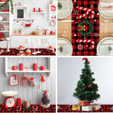 Buffalo Plaid Christmas Table Runner 13" x 72" Long Linen Xmas Reindeer Table Runner Christmas Decoration, Joy Apatsp