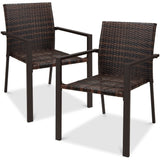Best Choice Products Set of 2 Stackable Outdoor Wicker Dining Chairs All-Weather Firepit Armchair w/Armrests, Steel Frame for Patio, Deck, Garden, Yard - Brown Best Choice Products