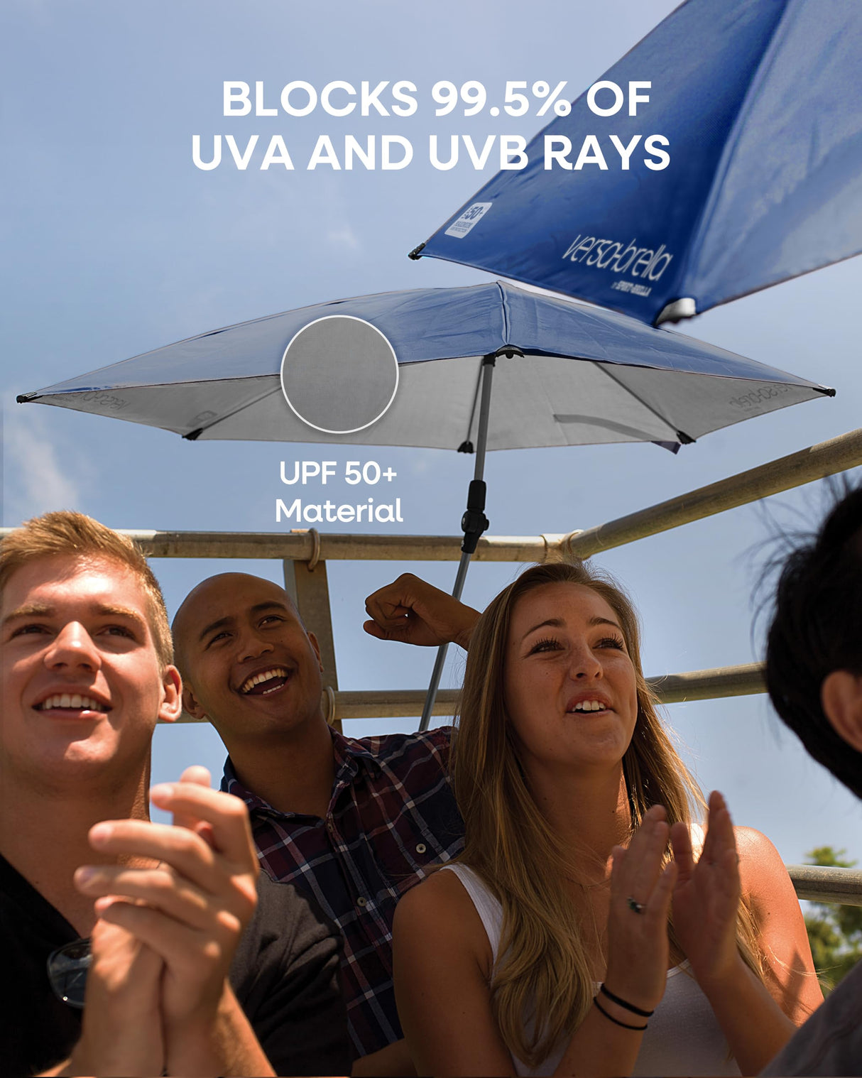 Versa-Brella UPF 50+ Personal Sun Shade - Portable Umbrella for Sports & Outdoors - Secure Clamp, 360-Degree Swivel Adjustable Position for Maximum Sun Protection - Compact with Carry Case Sport-Brella
