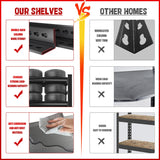 72"H Storage Shelves 5-Tier Garage Shelving 3500LBS - Commercial Steel Storage Rack Adjustable Metal Shelving Unit for Garage, Basement, Warehouse, Pantry, Kitchen, 72"H x 16"D x 36"W, Black PRESTELION