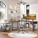 Furologee Printer Stand, 3 Tier Printer Table for Home Office Organization, Mobile Printer Cart with Wheels and 2 Hooks, Under Desk Shelf with Storage, for Living Room, Kitchen, Rustic Brown Furologee