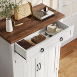 DWVO 5-Tier Shoe Storage Cabinet, Farmhouse Shoes Rack Cabinet with Adjustable Shelf, 43" Tall Shoe Organizer with Drawer & Doors for Entryway Hallway Living Room Closet (White) DWVO