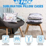 40 Pieces Sublimation Throw Pillow Covers 14 x 14 Inch Polyester Blank Cushion Covers Heat Transfer Pillow Cases with Invisible Zipper for Heat Press Printing, No Pillow Insert Chumia