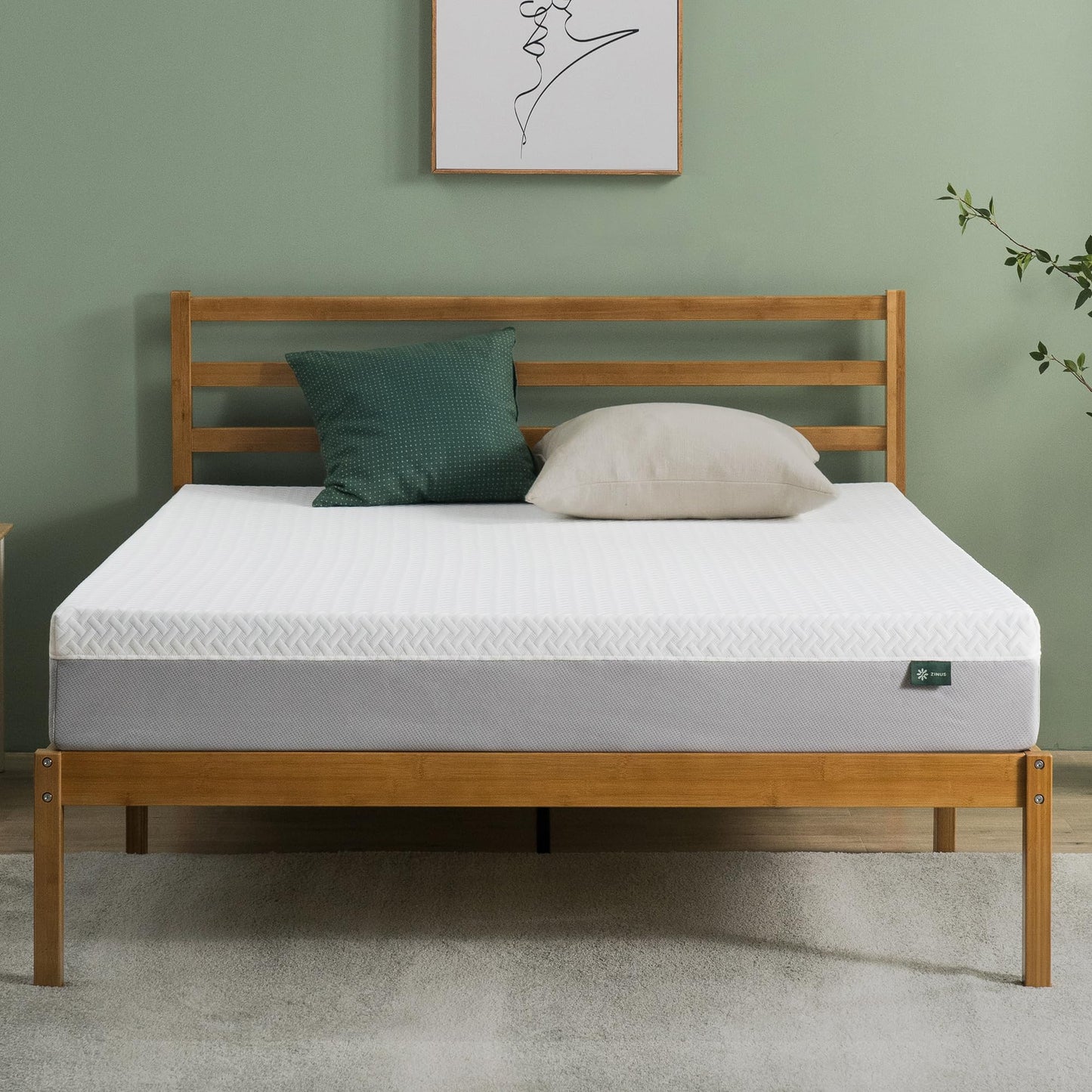 ZINUS 8 Inch Green Tea Essential Memory Foam Mattress [New Version], Queen, Fiberglass Free, Medium Feel, Breathable Airflow Memory Foam, Certified Safe Foams & Fabric, Mattress in A Box